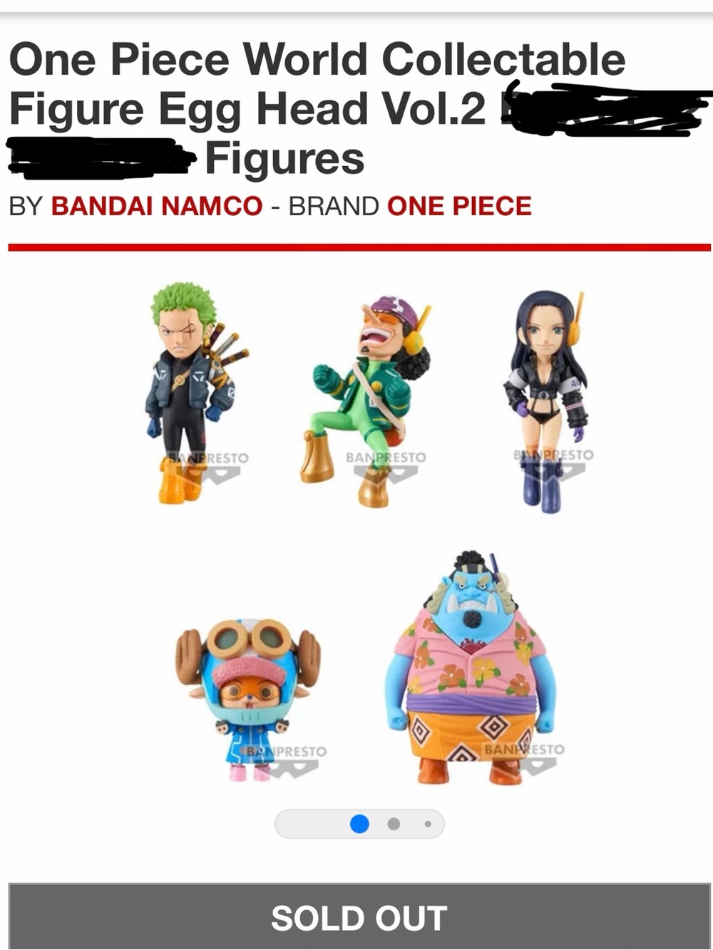 One Piece World Collectable Figure Egg Head Vol.2. Set of 5 Figures.